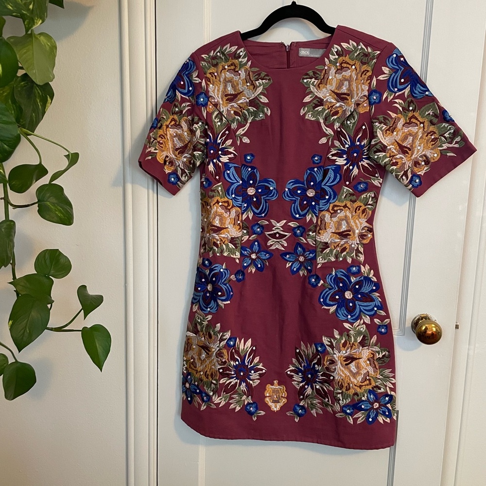 ASOS Multicolor Embroidered Mini Dress